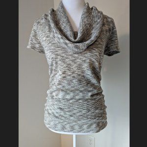 Apt. 9 Silver and Gray Cowlneck Short Sleeve Sweater Top